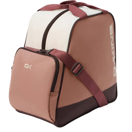 A Daikin cooler bag in dusty rose and cream with dark brown accents, featuring a front zippered pocket with a silver Daikin logo and a vertical Daikin logo on the side, set against a plain white background.