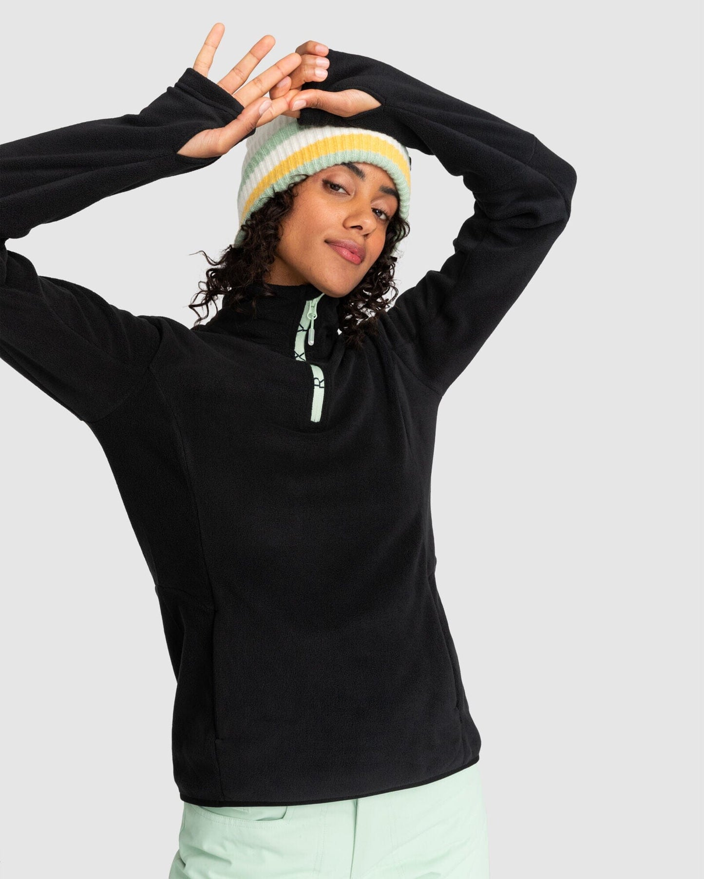 ROXY L / BLACK Roxy Sayna Half Zip Fleece Skivvy