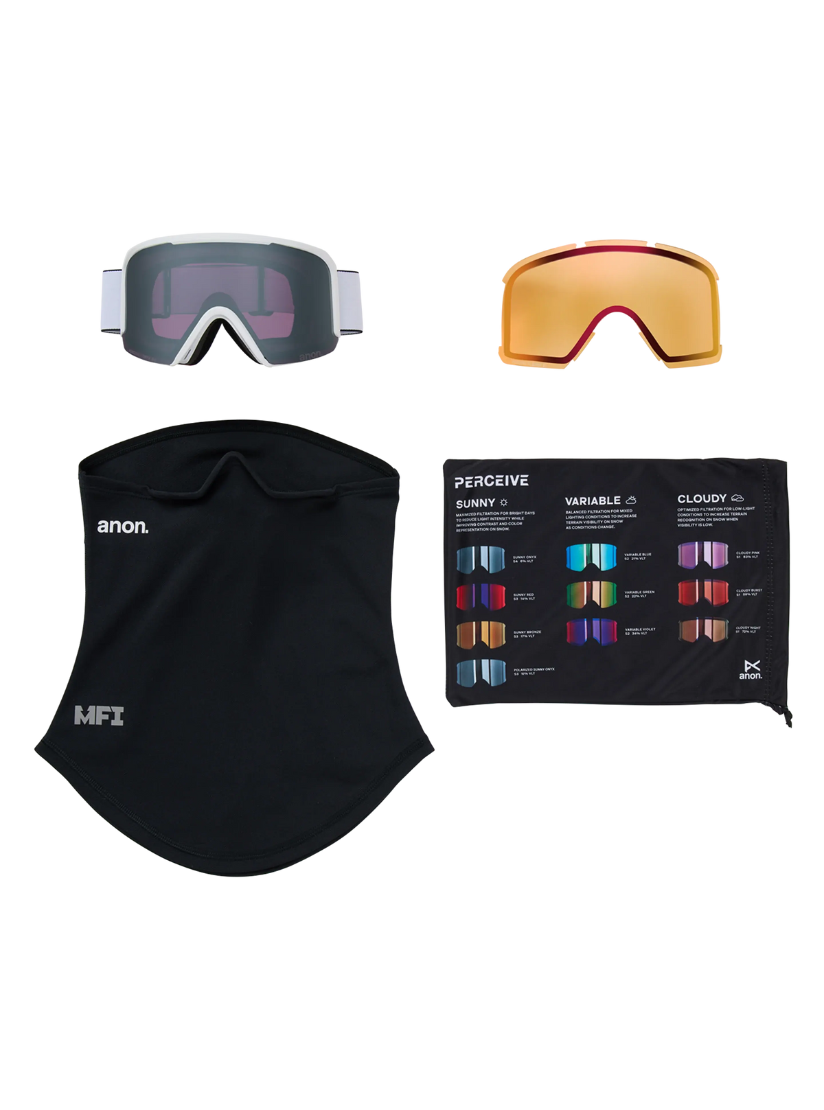 Anon Nesa Goggles Low Bridge + Bonus Lens + MFI Face Mask