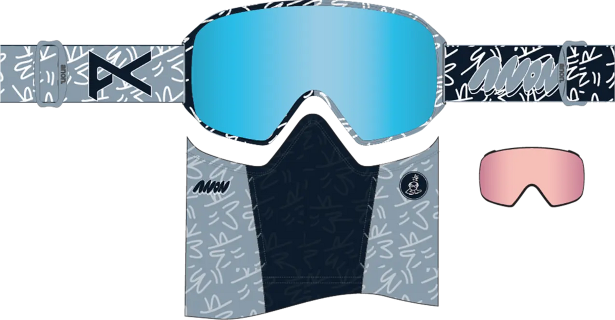 Anon M4S Goggles Low Bridge Cylindrical + Bonus Lens + MFI Face Mask
