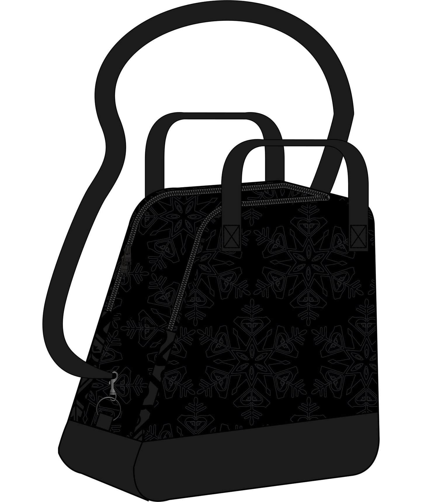 ROXY BLACK SNOWFLAKE EMBOSS ROXY NORTHA BOOT BAG EMBOSSED SNOWFLKE